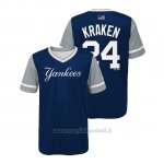 Maglia Baseball Bambino New York Yankees Gary Sanchez 2018 Llws Players Weekend Kraken Blu