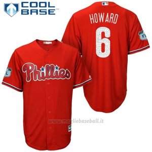 Maglia Baseball Uomo Philadelphia Phillies Ryan Howard Scarlet 2017 Allenamento Primaverile Cool Base Giocatore