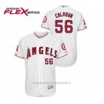 Maglia Baseball Uomo Los Angeles Angels Kole Calhoun 150th Aniversario Patch Flex Base Bianco