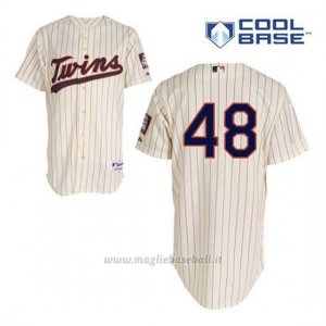 Maglia Baseball Uomo Minnesota Twins Torii Hunter 48 Crema Alterner Cool Base