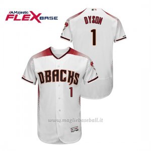 Maglia Baseball Uomo Arizona Diamondbacks Jarrod Dyson 150th Aniversario Patch Autentico Flex Base Bianco Rosso