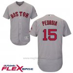 Maglia Baseball Uomo Boston Red Sox 15 Dustin Pedroia Grigio Autentico Collezione Flex Base