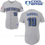 Maglia Baseball Uomo Toronto Blue Jays Grigio Jose Bautista Majestic Cool Base Giocatore