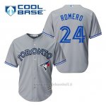 Maglia Baseball Uomo Toronto Blue Jays Ricky Romero 24 Grigio Cool Base