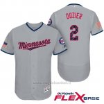 Maglia Baseball Uomo Minnesota Twins 2017 Estrellas y Rayas Brian Dozier Grigio Flex Base