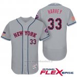 Maglia Baseball Uomo New York Mets 2017 Estrellas y Rayas Matt Harvey Grigio Flex Base