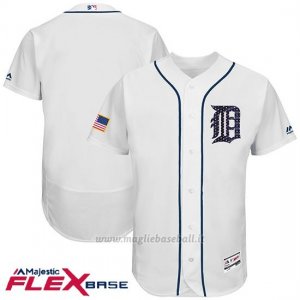 Maglia Baseball Uomo Detroit Tigers 2017 Estrellas y Rayas Bianco Flex Base