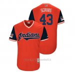 Maglia Baseball Uomo Cleveland Indians Josh Tomlin 2018 Llws Players Weekend Scrubs Rosso