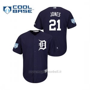 Maglia Baseball Uomo Detroit Tigers Jacoby Jones 2019 Entrenamiento De Primavera Cool Base Blu