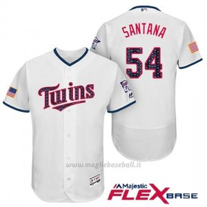 Maglia Baseball Uomo Minnesota Twins 2017 Estrellas y Rayas Ervin Santana Bianco Flex Base