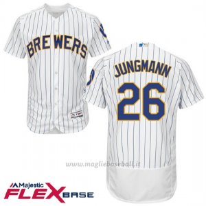 Maglia Baseball Uomo Milwaukee Brewers Taylor Jungmann Bianco Autentico Collezione Flex Base