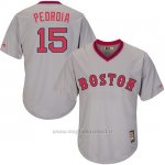 Maglia Baseball Uomo Boston Red Sox 15 Dustin Pedroia Turn Back The Clock Grigio