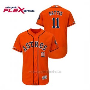 Maglia Baseball Uomo Houston Astros Evan Gattis 150th Aniversario Patch Flex Base Arancione