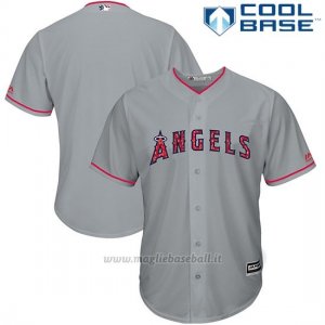 Maglia Baseball Uomo Los Angeles Angels 2017 Estrellas y Rayas Grigio Cool Base