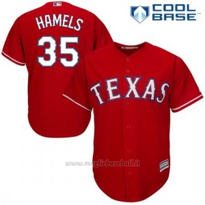 Maglia Baseball Uomo Texas Rangers Cole Hamels Scarlet Cool Base Giocatore