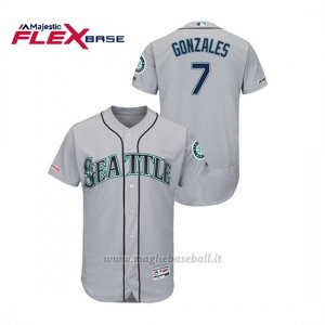 Maglia Baseball Uomo Seattle Mariners Marco Gonzales 150th Aniversario Patch Autentico Flex Base Grigio