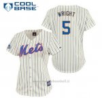 Maglia Baseball Uomo New York Mets David Wright 5 Crema Cool Base