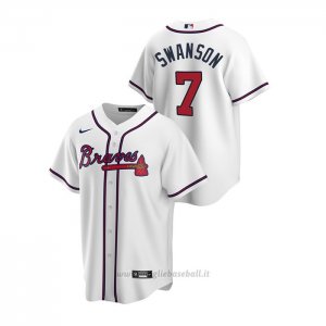 Maglia Baseball Uomo Atlanta Braves Dansby Swanson 2020 Replica Primera Bianco