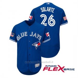 Maglia Baseball Uomo TOrnto Blue Jays Yangervis Solarte 2018 Stars & Stripes Flex Base Royal