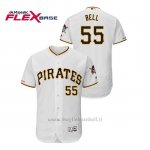 Maglia Baseball Uomo Pittsburgh Pirates Josh Bell 150th Aniversario Patch Flex Base Bianco