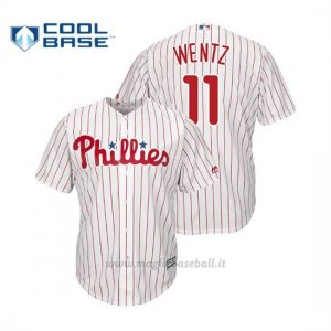 Maglia Baseball Uomo Philadelphia Phillies Carson Wentz Cool Base Majestic MLB Crossover Bianco
