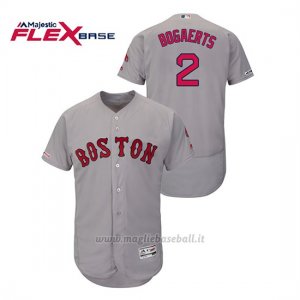 Maglia Baseball Uomo Boston Red Sox Xander Bogaerts 150th Aniversario Patch Autentico Flex Base Grigio