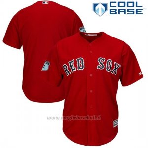 Maglia Baseball Uomo Boston Red Sox Scarlet 2017 Allenamento Primaverile Cool Base