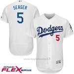 Maglia Baseball Uomo Los Angeles Dodgers Corey Seager Bianco Flex Base Autentico Collezione