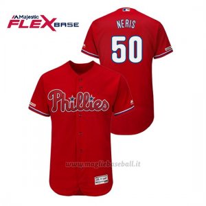 Maglia Baseball Uomo Philadelphia Phillies Hector Neris 150th Aniversario Patch Flex Base Rosso