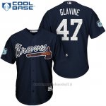 Maglia Baseball Uomo Atlanta Braves 47 Tom Glavine Blu 2017 Allenamento Primaverile Cool Base