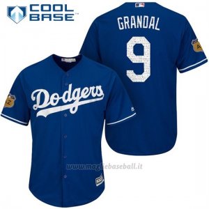 Maglia Baseball Uomo Los Angeles Dodgers Yasmani Grandal 2017 Allenamento Primaverile Cool Base Giocatore