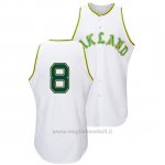 Maglia Baseball Uomo Oakland Athletics Jed Lowrie Throwback 1968 Bianco