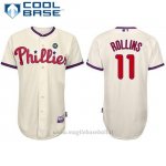 Maglia Baseball Uomo Philadelphia Phillies Majestic Jimmy Rollins Crema Cool Base Giocatore