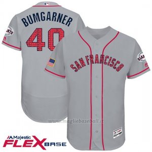 Maglia Baseball Uomo San Francisco Giants 2017 Estrellas y Rayas Madison Bumgarner Grigio Flex Base