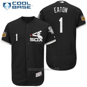 Maglia Baseball Uomo Chicago White Sox 1 Adam Eaton Nero 2017 Allenamento Primaverile Cool Base Giocatore