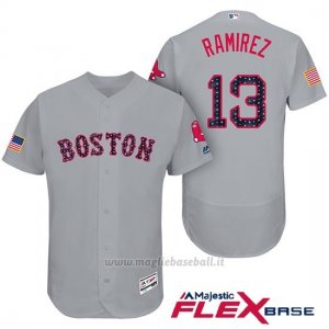 Maglia Baseball Uomo Boston Red Sox 2017 Estrellas y Rayas 13 Hanley Ramirez Grigio Flex Base