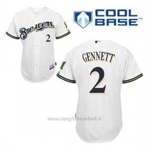 Maglia Baseball Uomo Milwaukee Brewers Scooter Gennett 2 Bianco 1ªCool Base