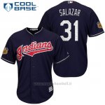 Maglia Baseball Uomo Cleveland Indians Danny Salazar 31 Blu 2017 Allenamento Primaverile Cool Base Giocatore