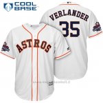 Maglia Baseball Uomo Houston Astros 2017 World Series Campione Justin Verlander Bianco Cool Base