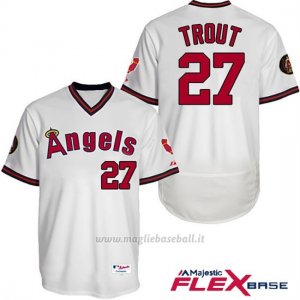 Maglia Baseball Uomo Los Angeles Angels Mike Trout Majestic Autentico Collezione Flex Base Bianco Giocatore