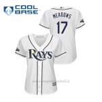 Maglia Baseball Donna Tampa Bay Rays 17 Austin Meadows 2019 Postseason Cool Base Bianco