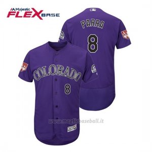 Maglia Baseball Uomo Colorado Rockies Gerardo Parra Flex Base Entrenamiento De Primavera 2019 Viola
