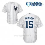 Maglia Baseball Uomo New York Yankees Thurman Munson 15 Bianco 1ªCool Base
