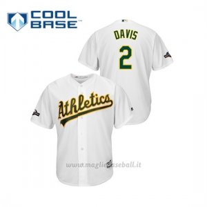 Maglia Baseball Uomo Oakland Athletics 2 Khris Davis 2019 Postseason Cool Base Bianco