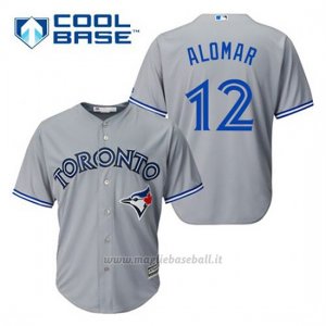 Maglia Baseball Uomo Toronto Blue Jays Roberto Alomar 12 Grigio Cool Base
