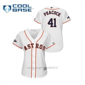 Maglia Baseball Donna Houston Astros 41 Brad Peacock 2019 Postseason Cool Base Bianco