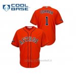Maglia Baseball Uomo Houston Astros 1 Carlos C Orrea 2019 Postseason Cool Base Arancione