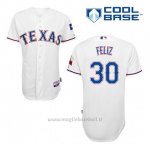 Maglia Baseball Uomo Texas Rangers Neftali Feliz 30 Bianco 1ªCool Base