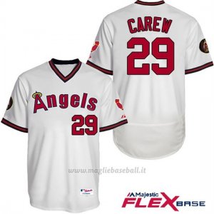 Maglia Baseball Uomo Los Angeles Angels Rod Carew Majestic Autentico Collezione Flex Base Bianco Giocatore