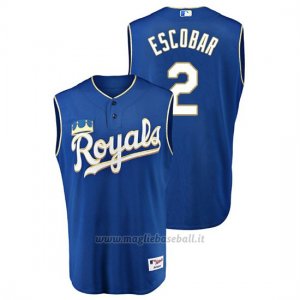 Maglia Baseball Uomo Kansas City Royals Alcides Escobar Throwback Turn Ahead Blu